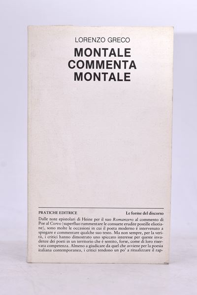 Greco, Lorenzo. Montale Commenta Montale. 1980.