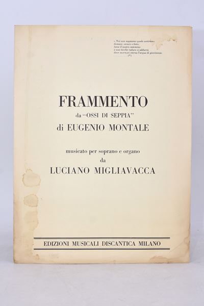 Migliavacca, Luciano. Frammento da “ossi di Seppia” di Eugenio Montale, Musicato per Soprano e Or...