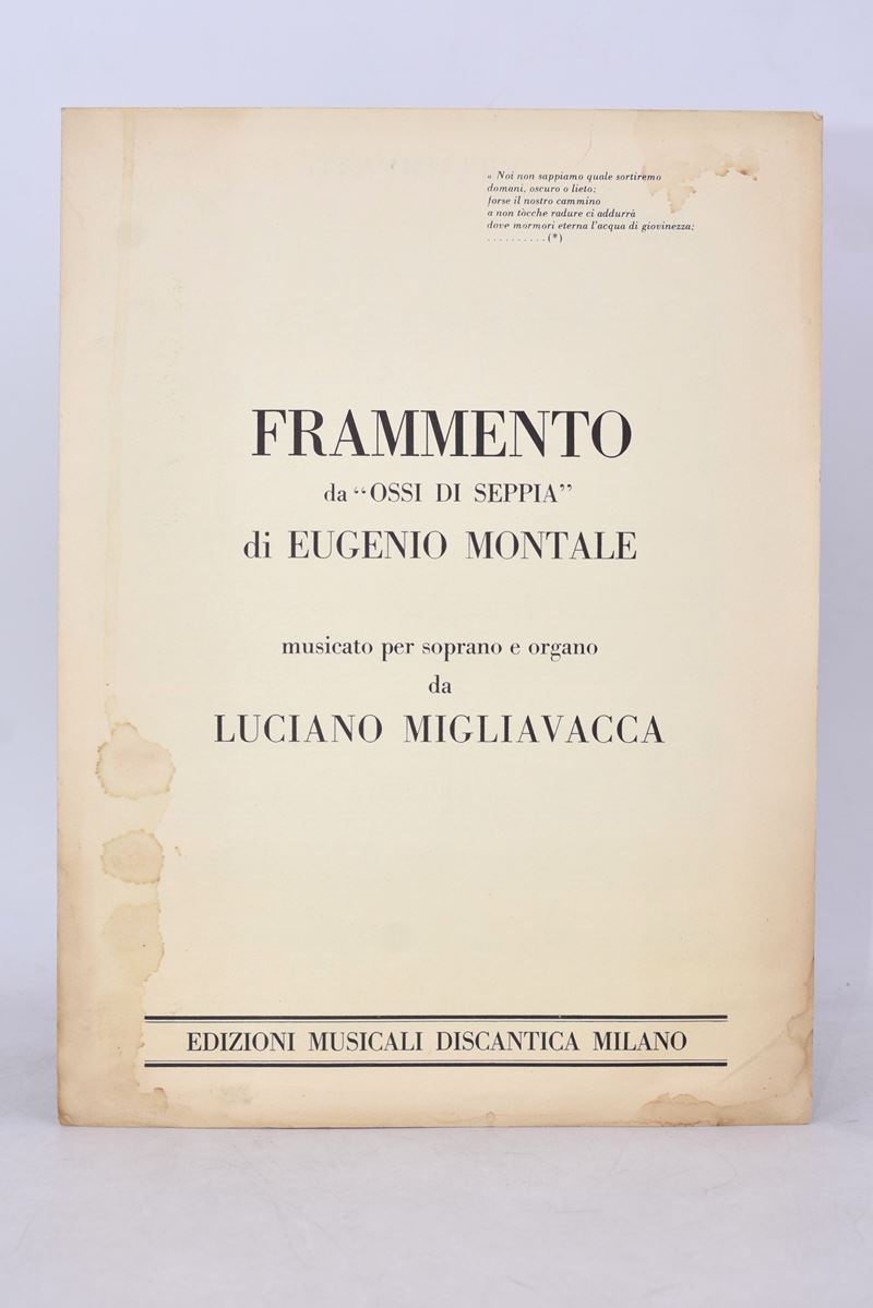 Migliavacca, Luciano. Frammento da “ossi di Seppia” di Eugenio Montale, Musicato per Soprano e Or...