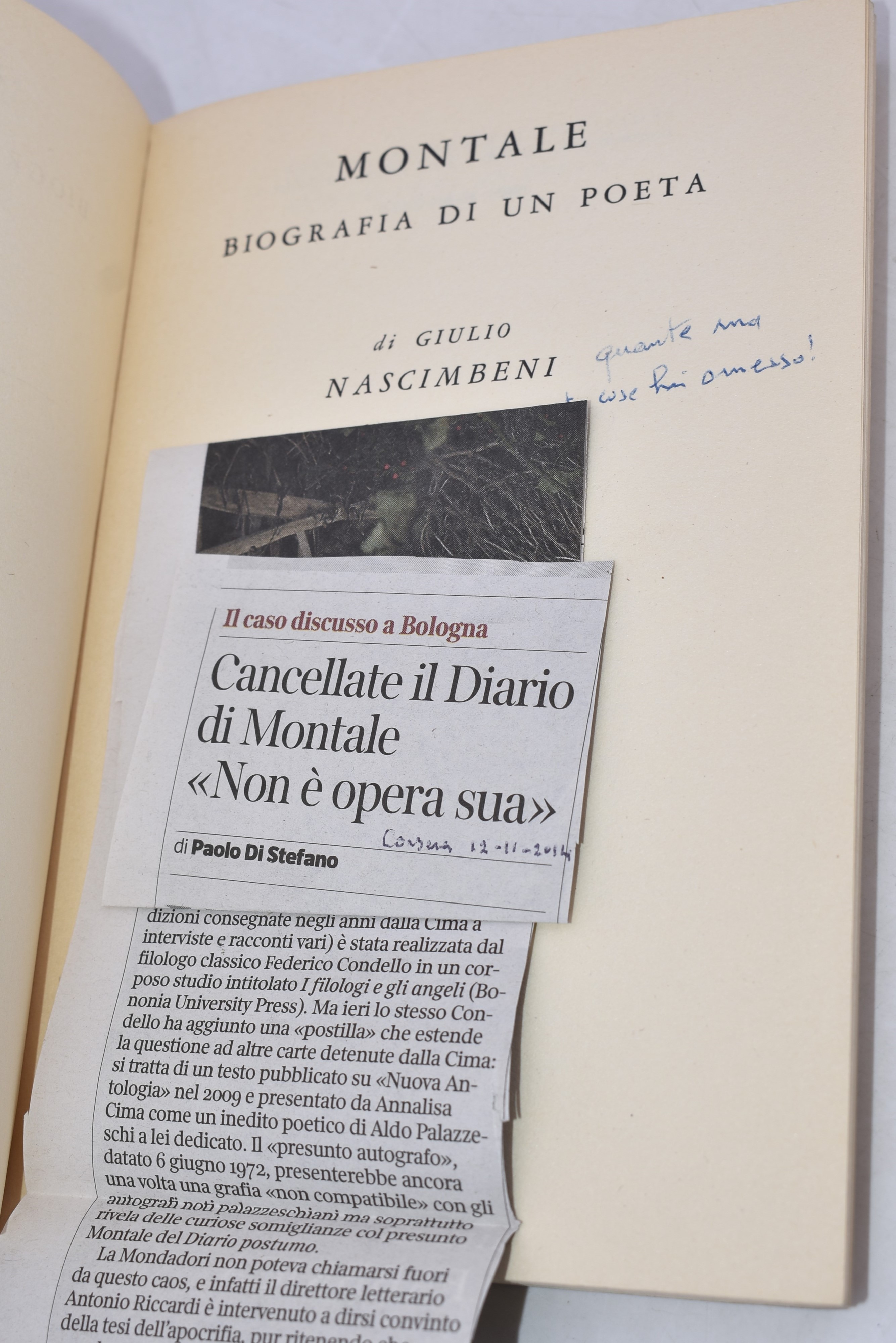 Nascimbeni, Giulio. Montale. Biografia di un Poeta. 1986.