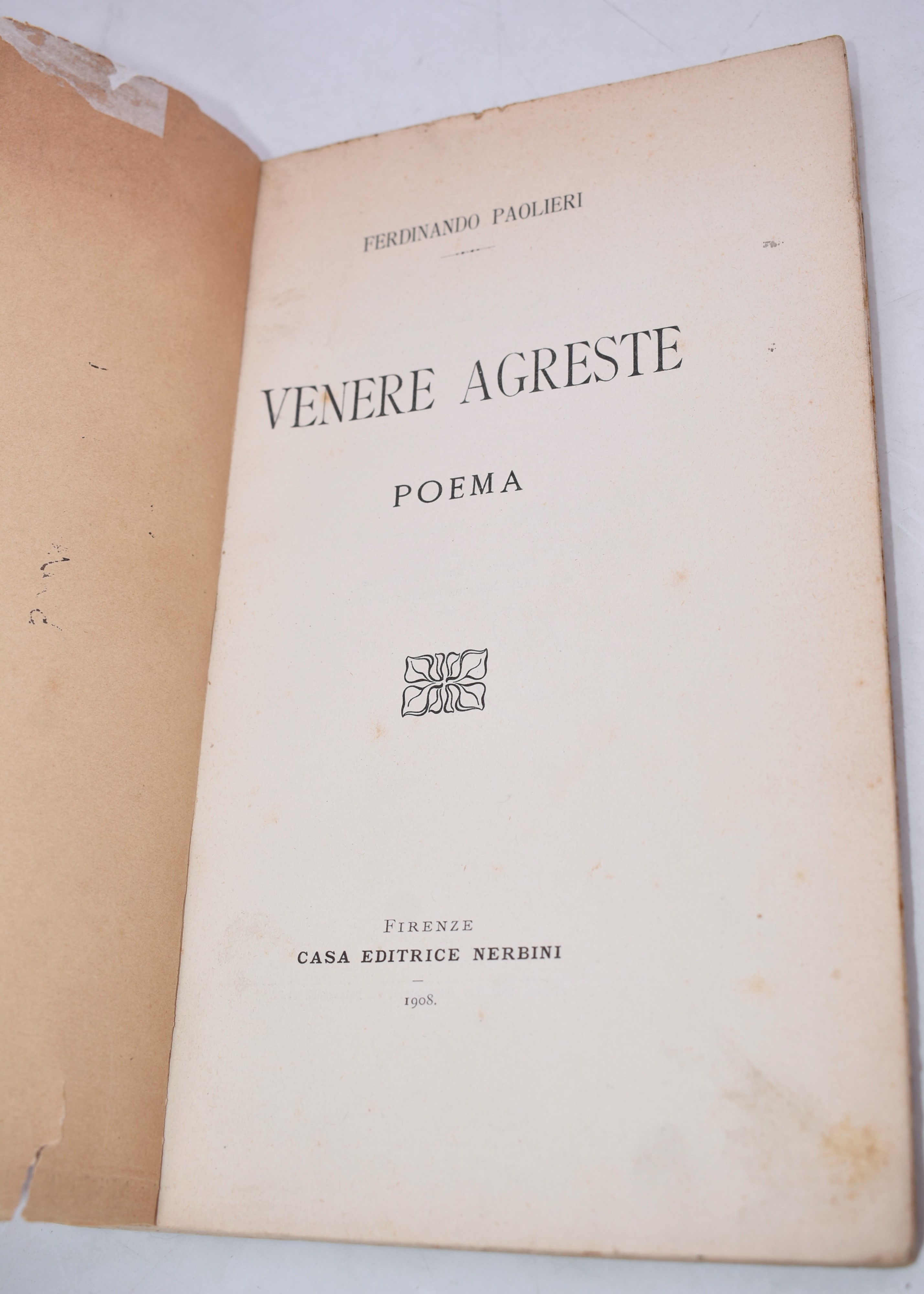 Paolieri, Ferdinando. Venere Agreste. Poema. 1908.