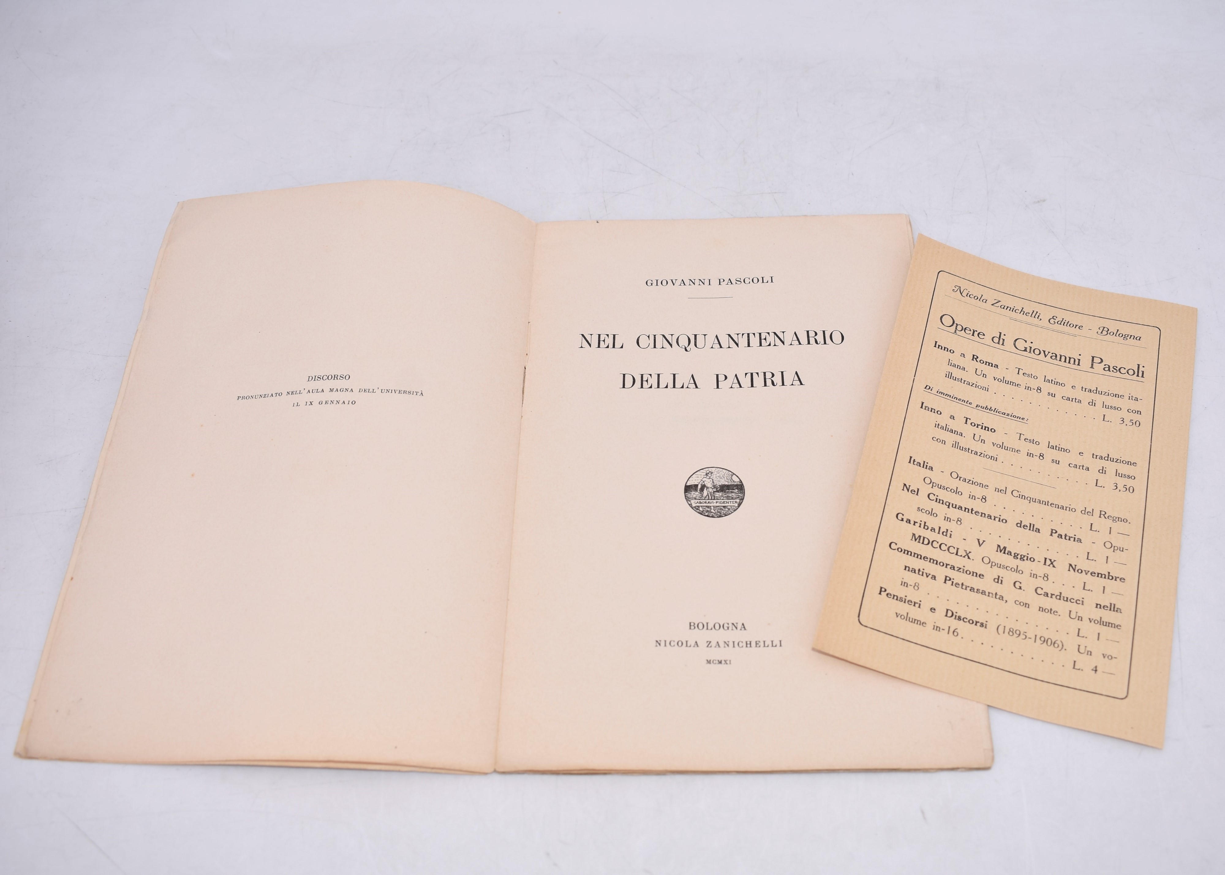 Pascoli, Giovanni. nel Cinquantenario della Patria. 1911.