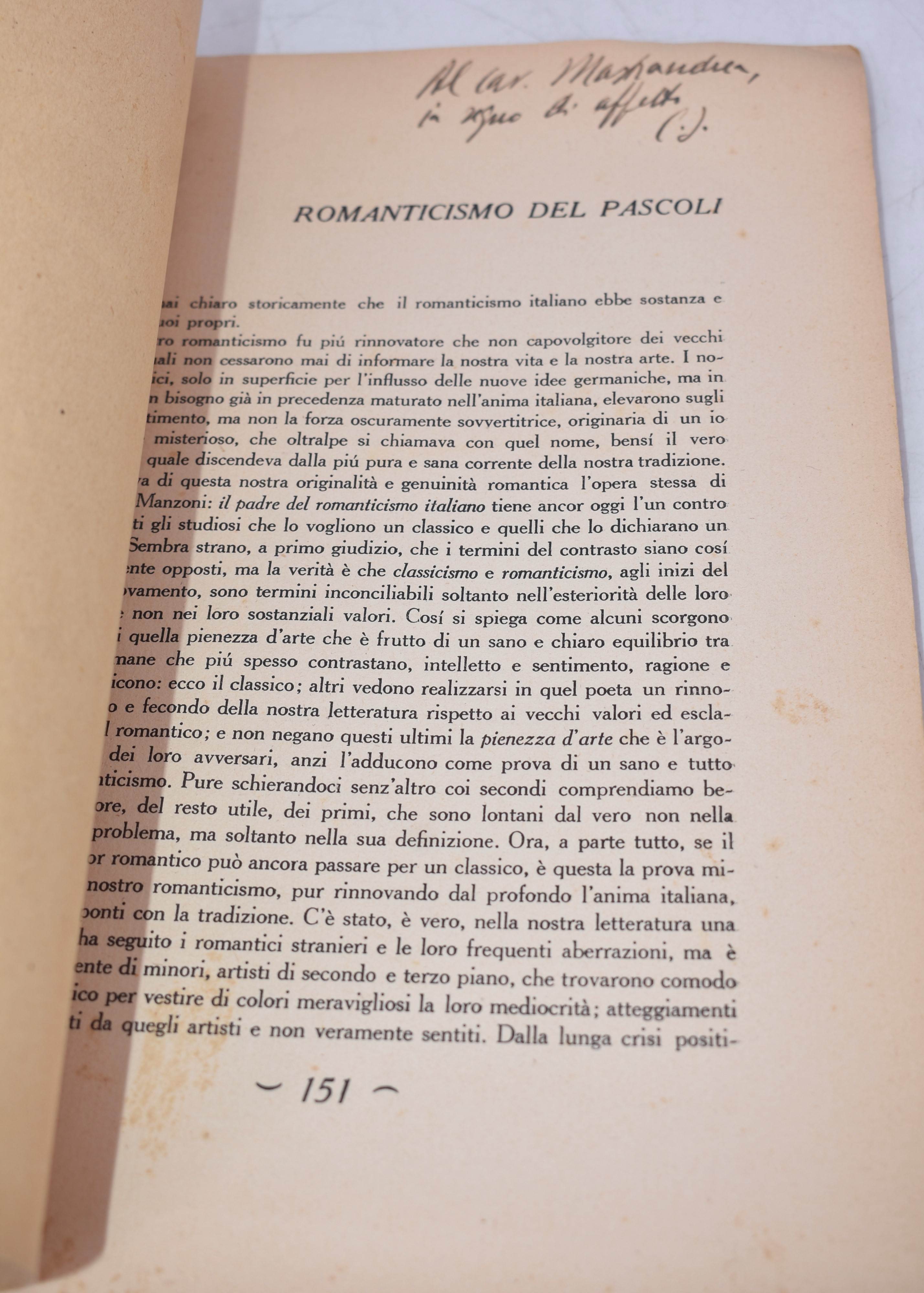 Jannaco, Carmine. Romanticismo del Pascoli. 1939.