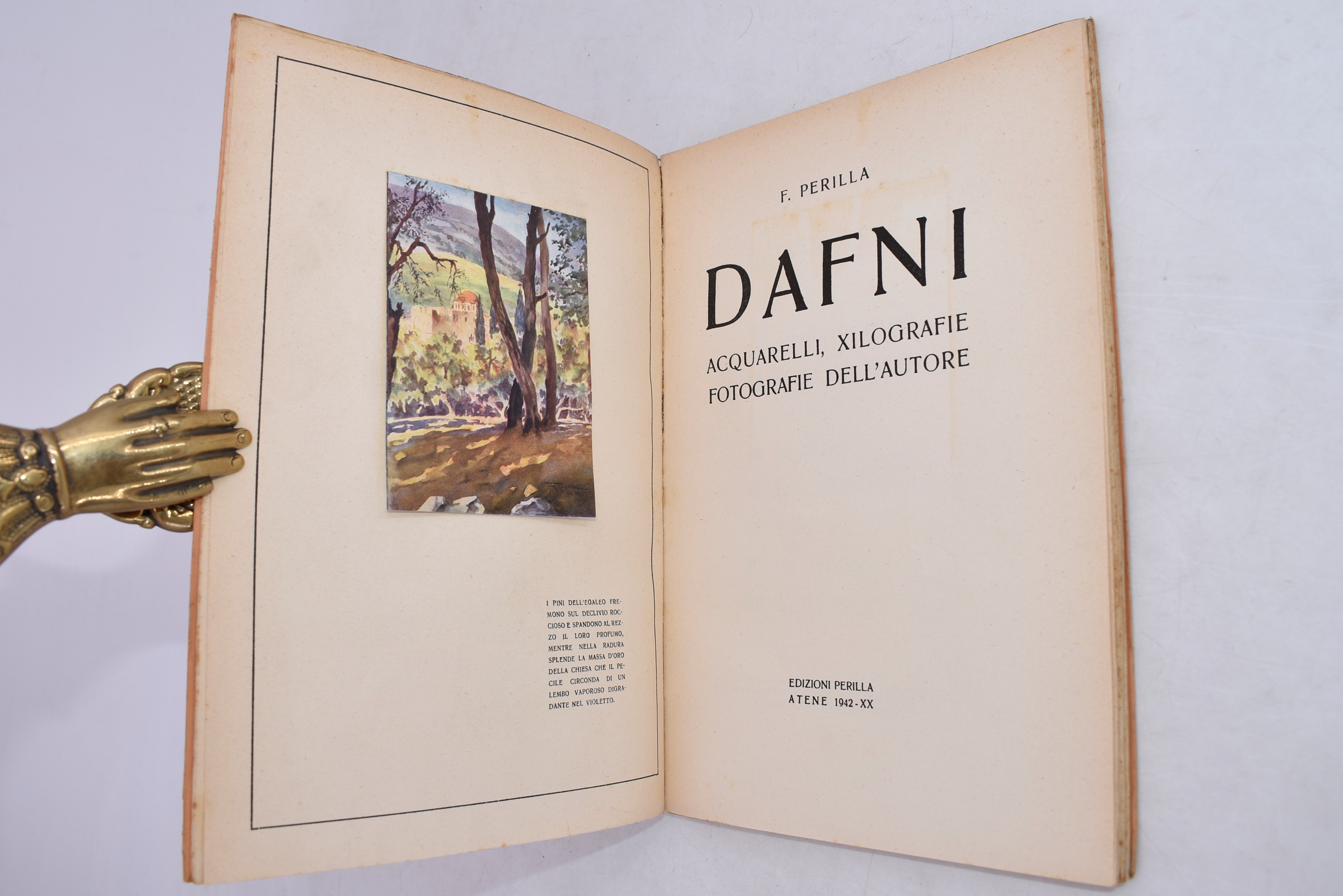 Perilla, F. Dafni. Acquarelli Xilografie Fotografie Dell’autore. 1942.