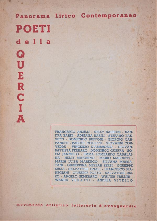 PRIMO PANORAMA DI POESIA CONTEMPORANEA DEI POETI DELLA QUERCIA. 1958.  - Auction Ancient and rare books, italian first editions of 20th century - Bertolami Fine Art - Casa d'Aste