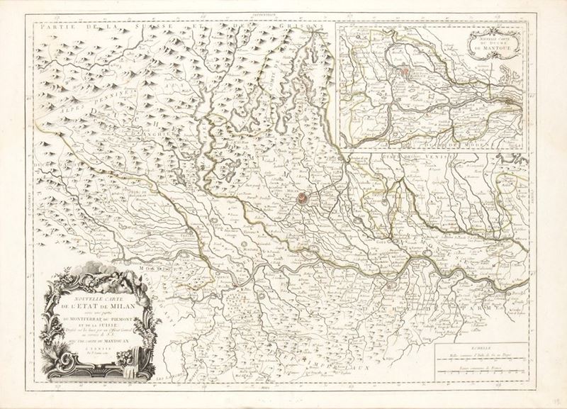 Nouvelle Carte de l'Etat de Milan avec une partie du Montferrat, du Piemont et de la Suisse