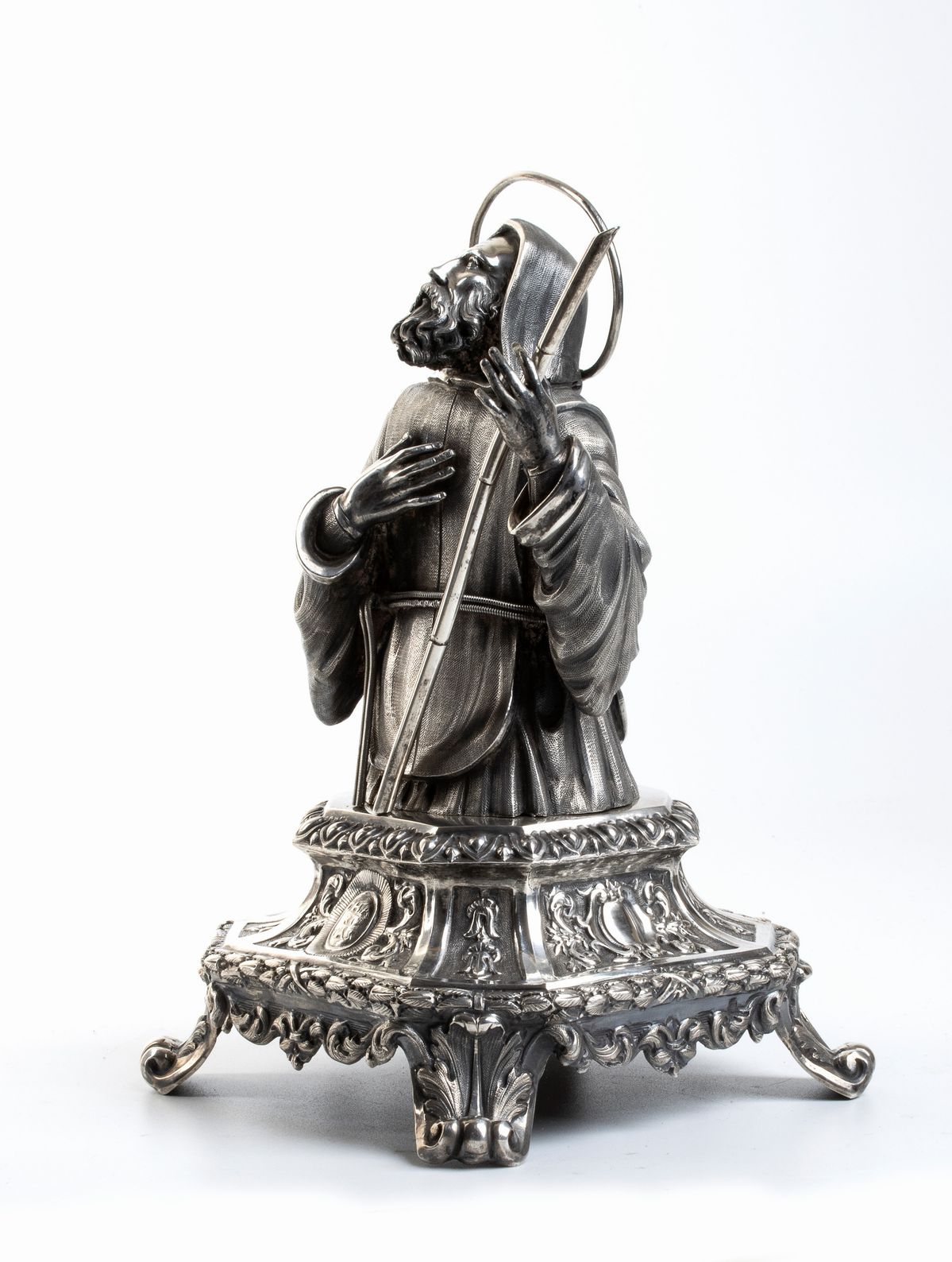 Francesco Saverio Rossi - Scultura Italiana in Argento Raffigurante San Francesco da Paola