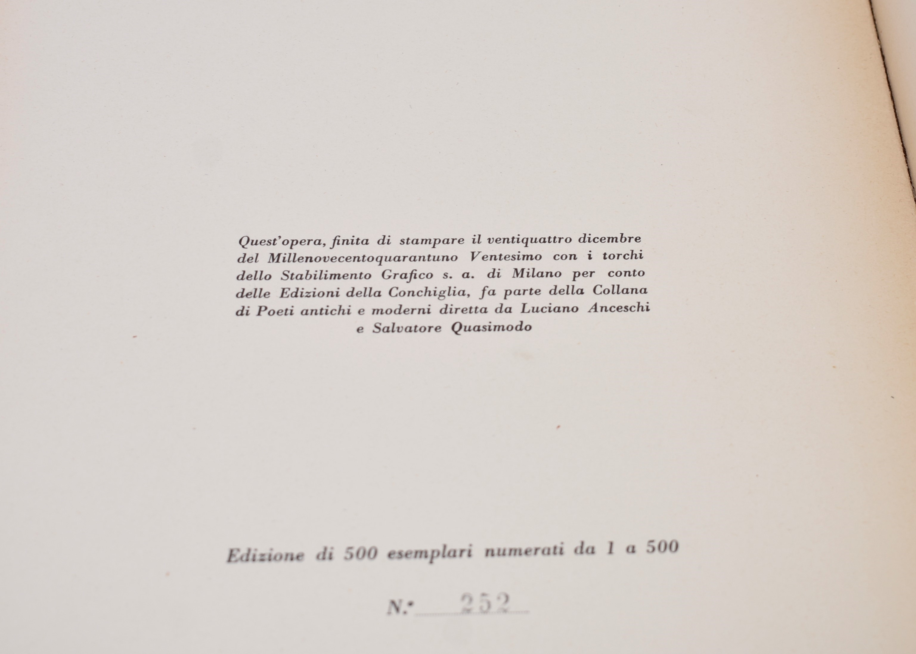 Quasimodo, Salvatore/ Anceschi, Luciano. Lirici Minori del XIII e XIV Secolo. 1941.