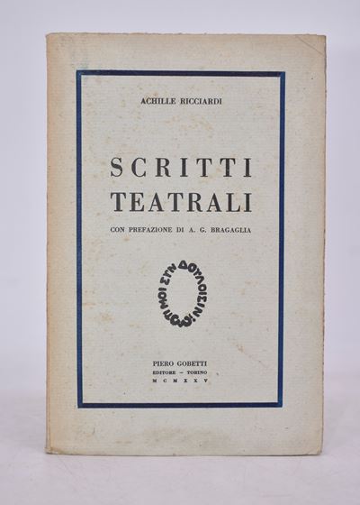 Ricciardi, Achille. Scritti Teatrali. 1925.