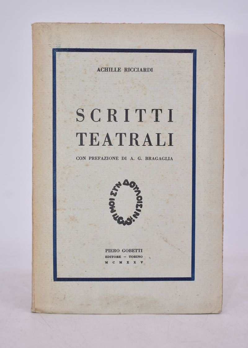 Ricciardi, Achille. Scritti Teatrali. 1925.
