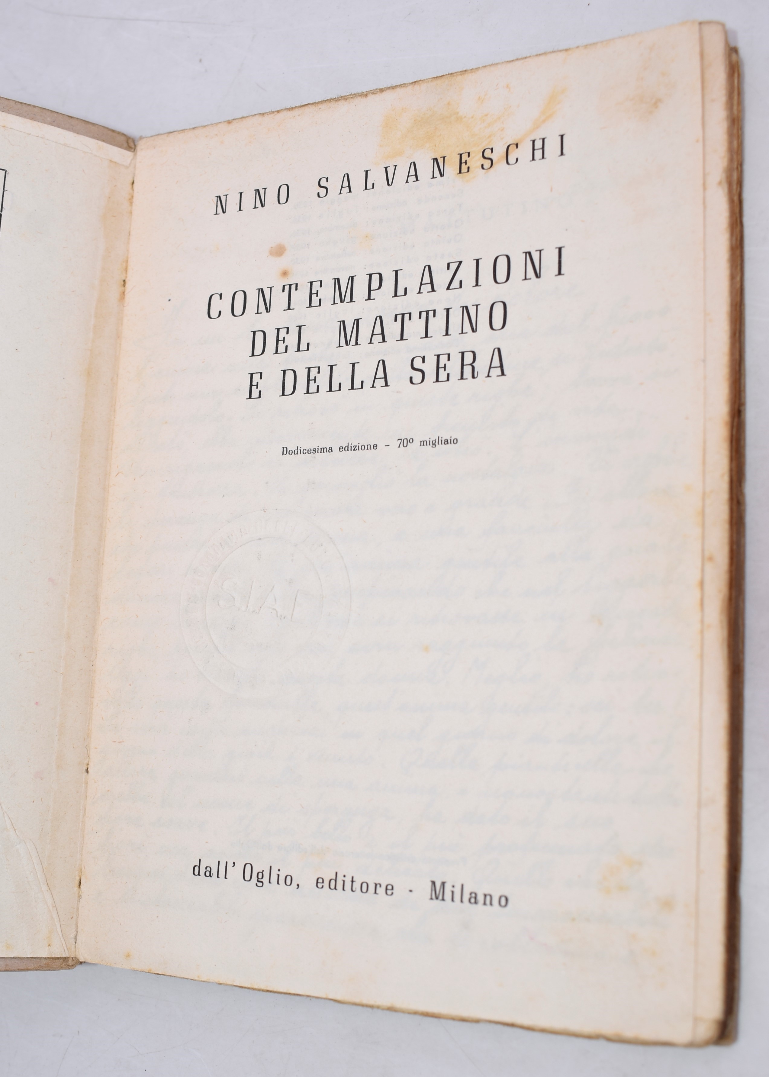 Salvaneschi, Nino. Contemplazioni del Mattino e della Sera. 1946.