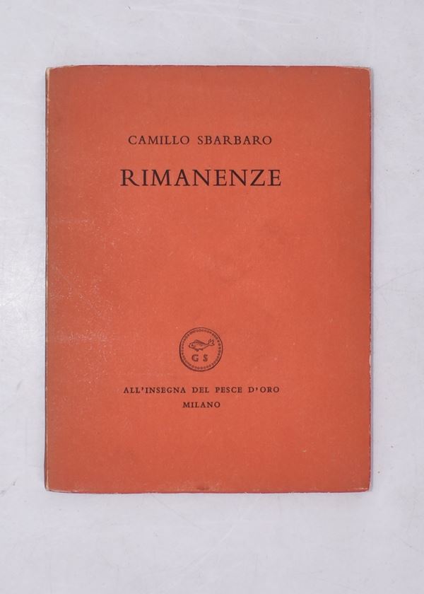SBARBARO, Camillo. RIMANENZE. 1955.