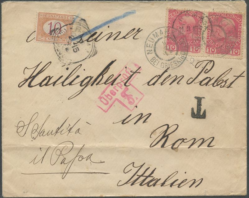 Storia postale, busta dall’Austria datata 11 novembre 1915