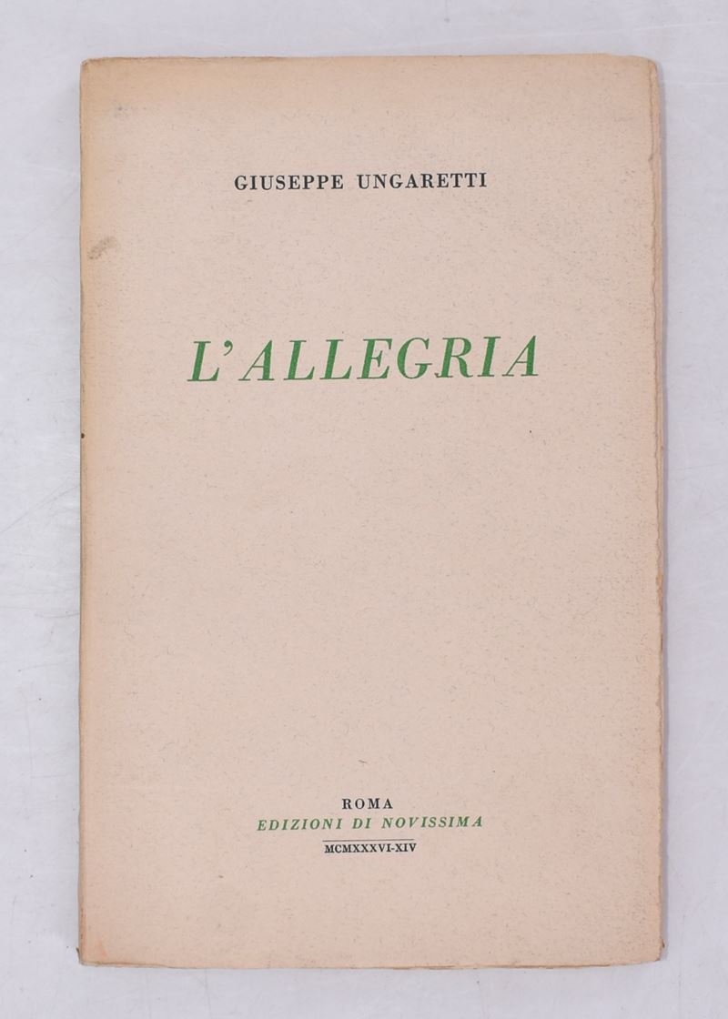 Ungaretti, Giuseppe. L'allegria. 1936.