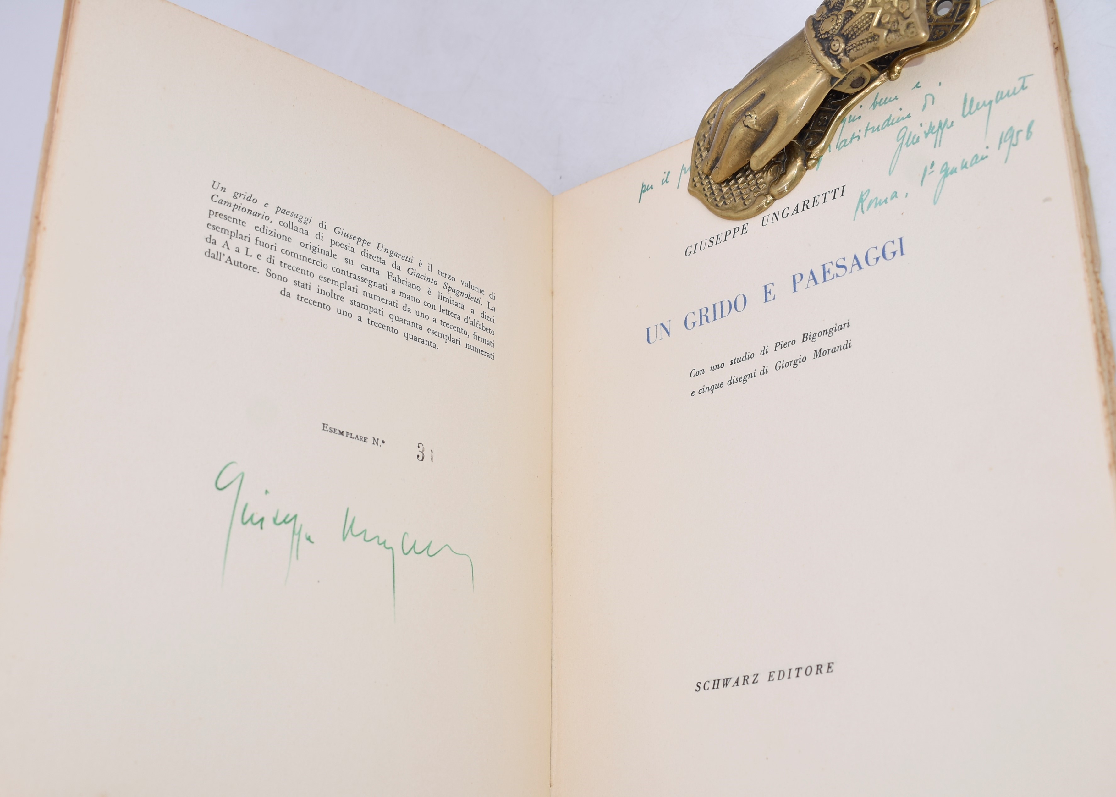 Ungaretti, Giuseppe. un Grido e Paesaggi. 1952.