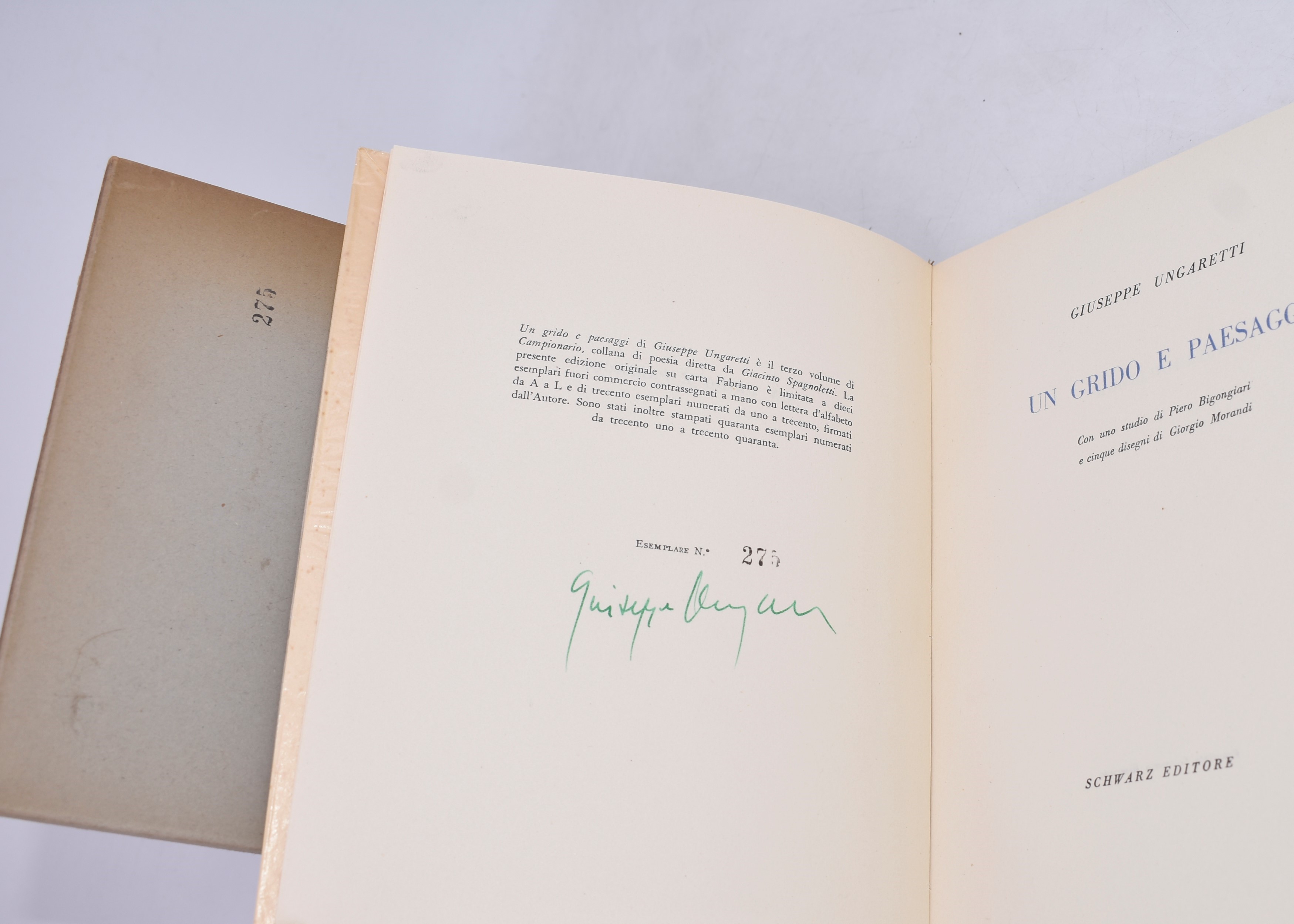 Ungaretti, Giuseppe. un Grido e Paesaggi. 1952.