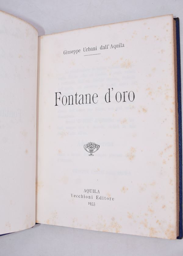 URBANI DALL'AQUILA, Giuseppe. FONTANE D'ORO. 1933.