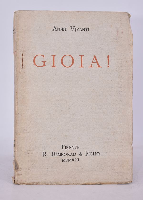 VIVANTI, Annie. GIOIA! NOVELLE. 1921.  - Auction Ancient and rare books, italian first editions of 20th century - Bertolami Fine Art - Casa d'Aste