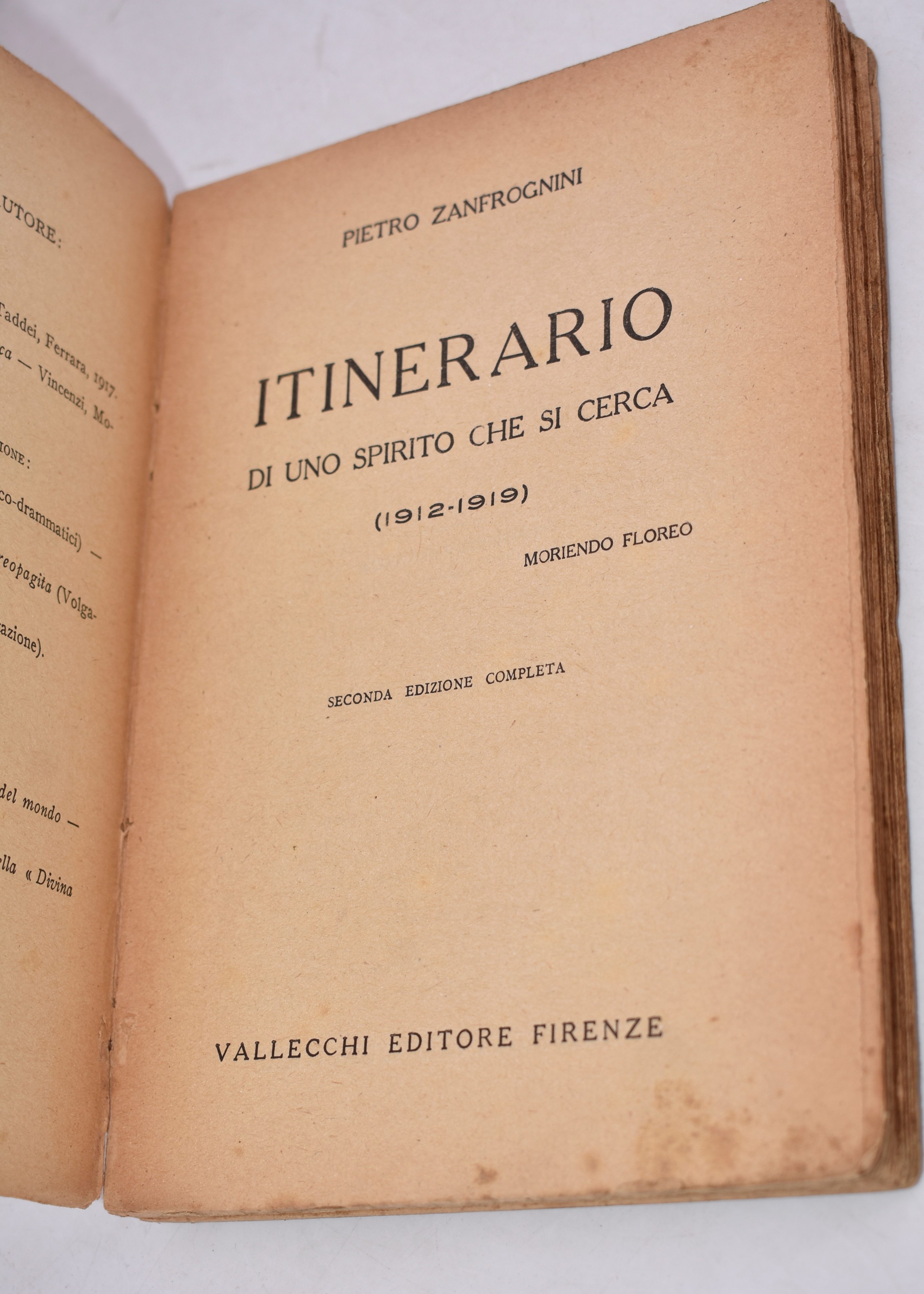Zanfrognini, Pietro. Itinerario di uno Spirito che Si Cerca. 1923.