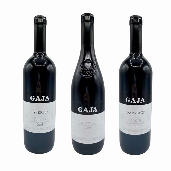 Gaja, Barbaresco - Gaja, Sperss - Gaja, Darmagi  (2016)  - Italia-Piemonte - Asta Vini e Distillati. D'Annata, Pregiati e da Collezione - Bertolami Fine Art - Casa d'Aste