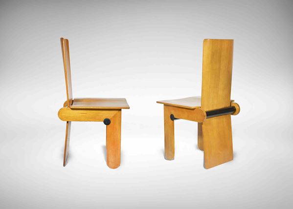 CARLO SCARPA Venezia, 1906 - Sendai, 1978 - Two "Modernist" Chairs