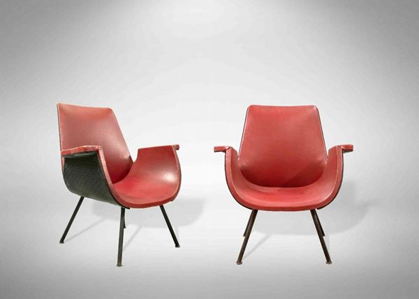 Pair of Vintage Red Armchairs 