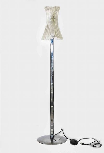 Lampada da Terra Vintage in Metallo e Vetro