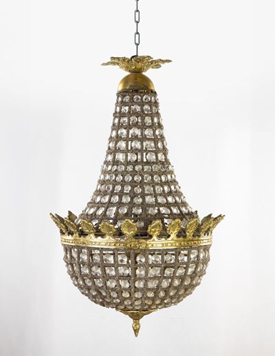 Lampadario a Bracci in Stile Impero Francese, Francia Inizio XX Secolo