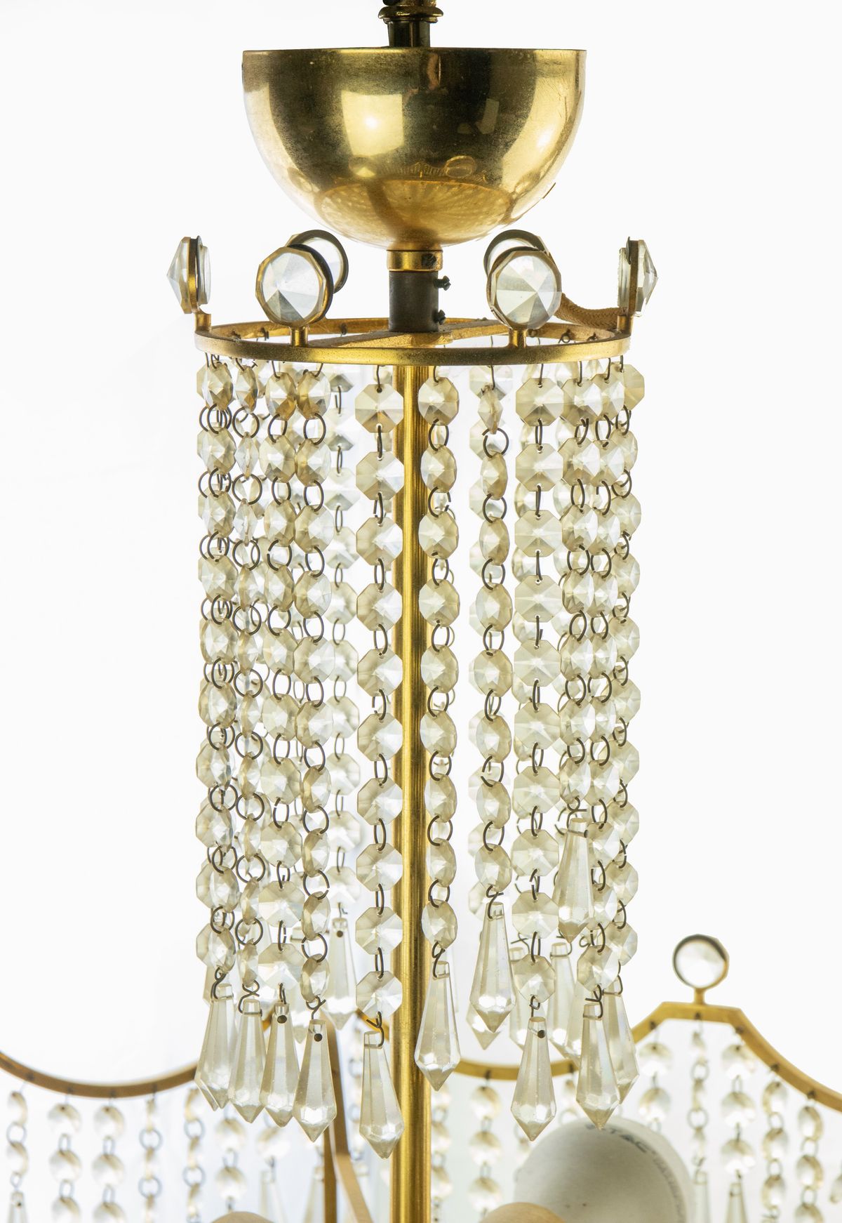 Lampadario Vintage con Gocce di Cristallo