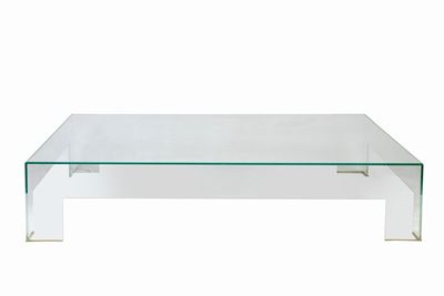 Large Square Coffee Table in Transparent Glass