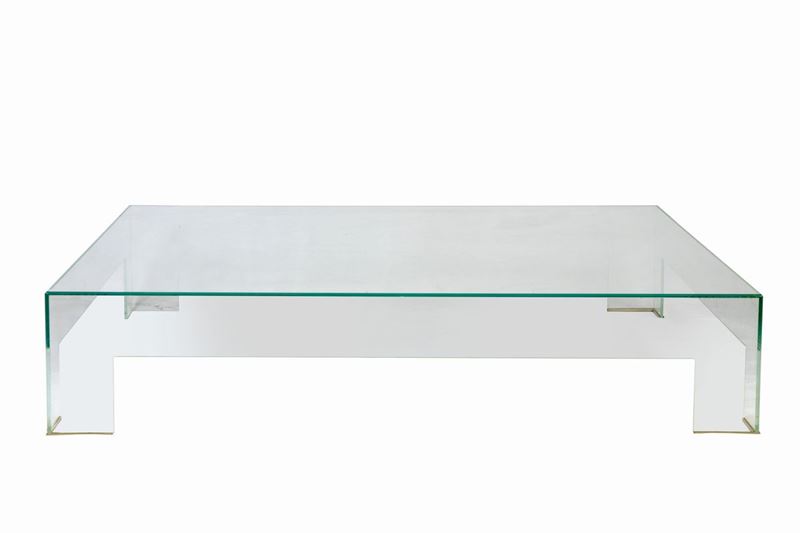 Large Square Coffee Table in Transparent Glass