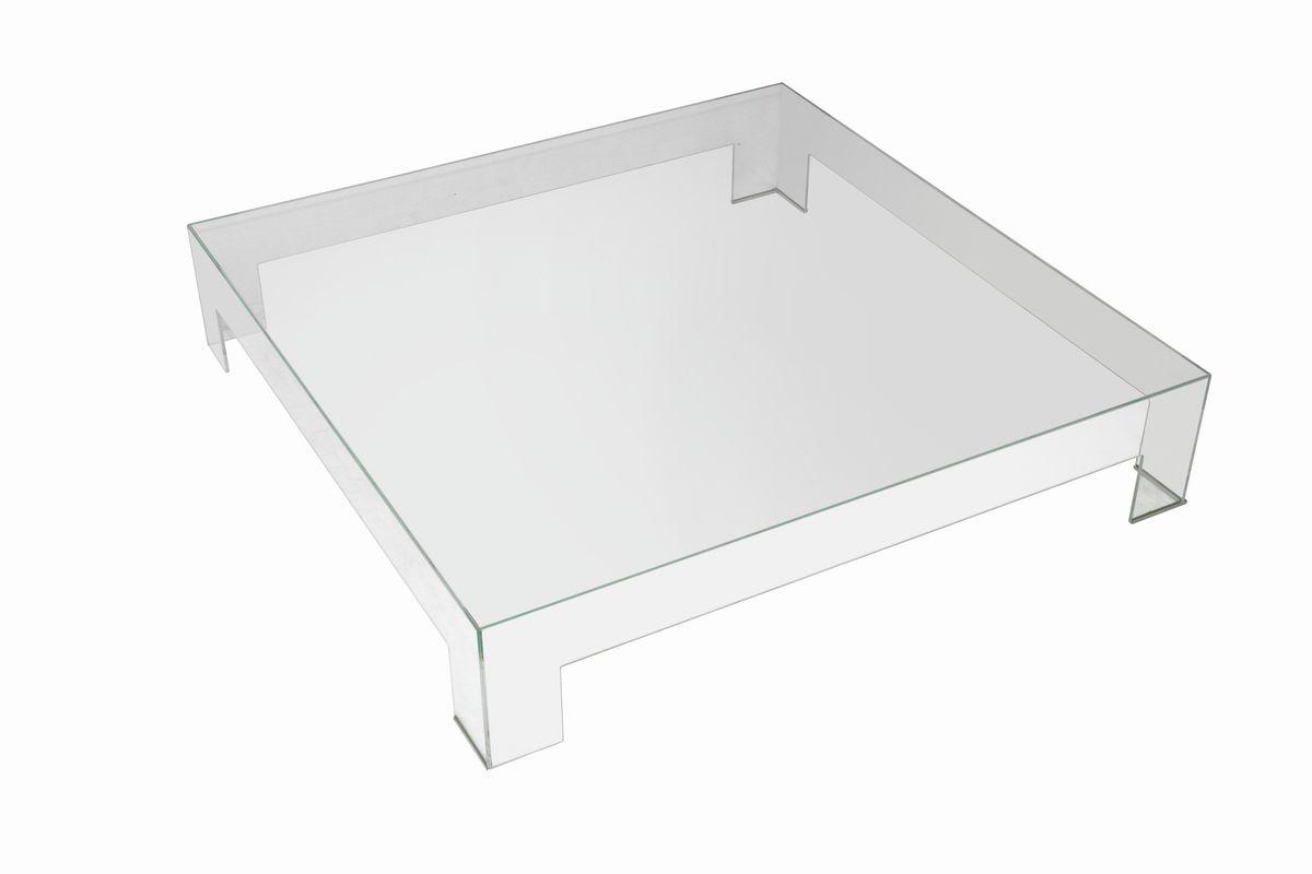 Large Square Coffee Table in Transparent Glass