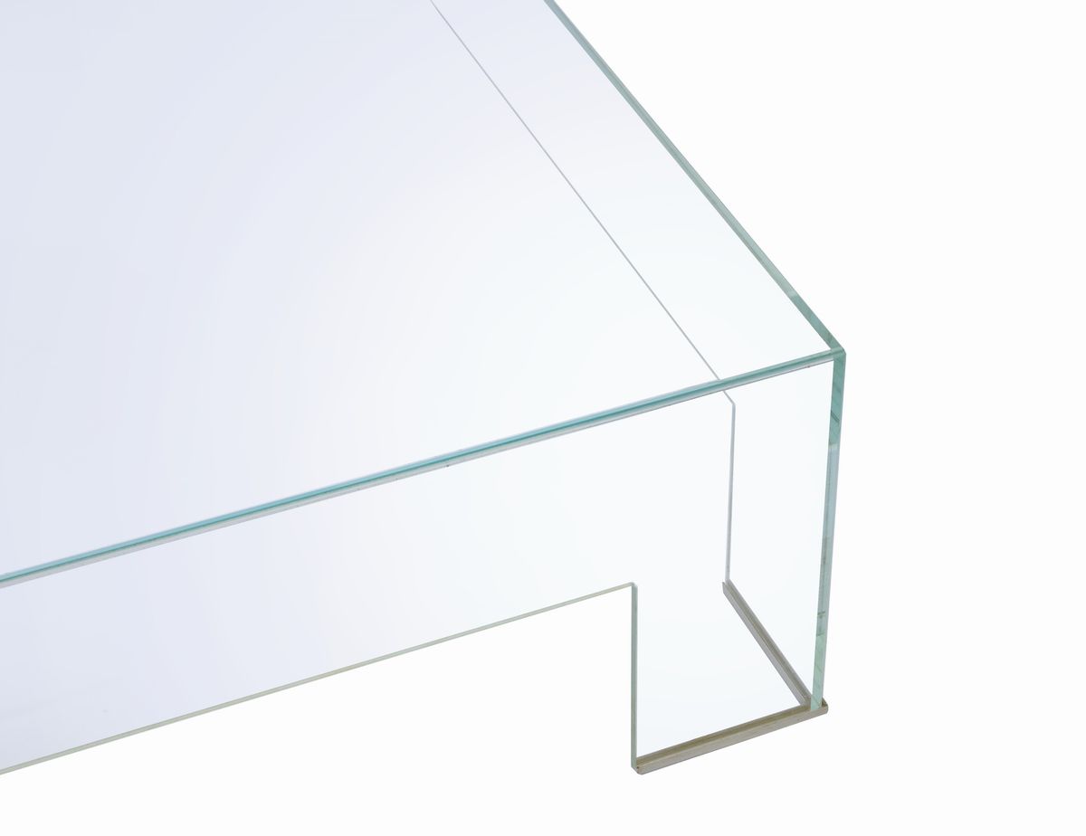 Large Square Coffee Table in Transparent Glass