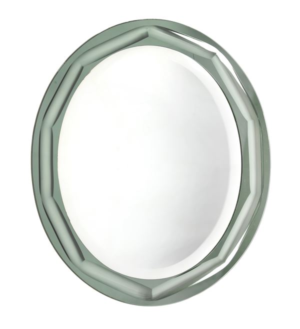 Specchio ovale vintage di Lupi Cristal-Luxor