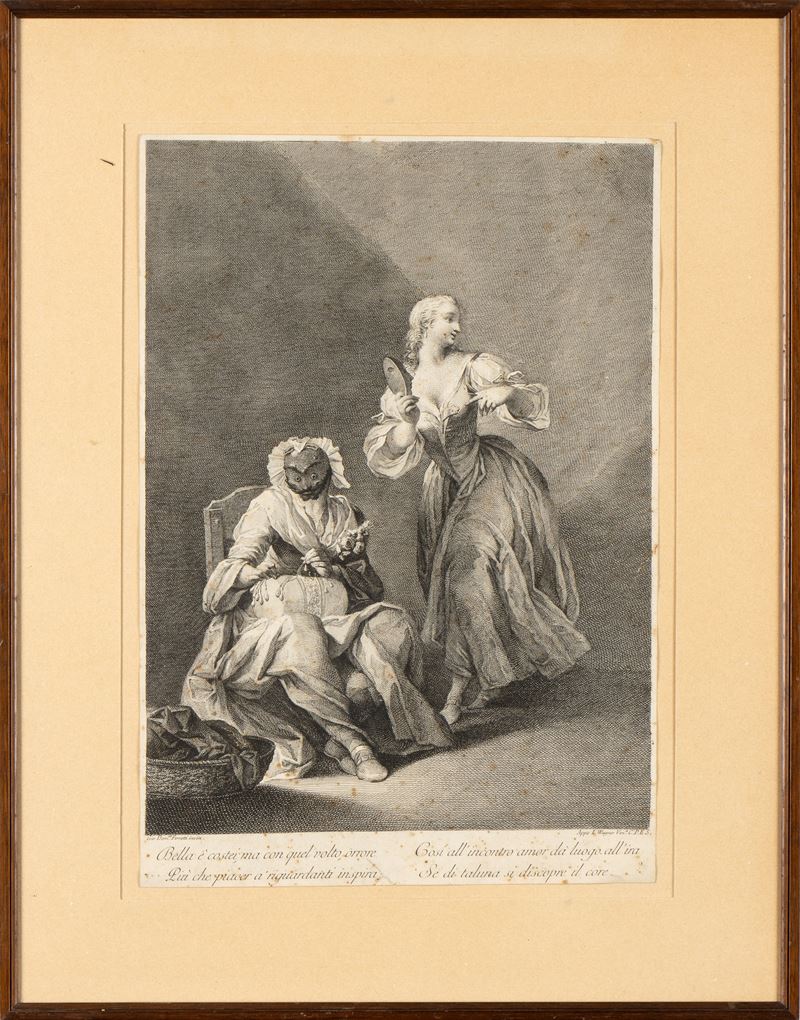 Francesco Bartolozzi - Arlecchino Come Merlettaia