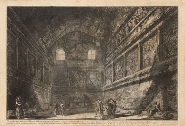 Giovanni Battista Piranesi - Veduta interna dell'antico Tempio di Bacco in oggi Chiesa di S. Urbano...