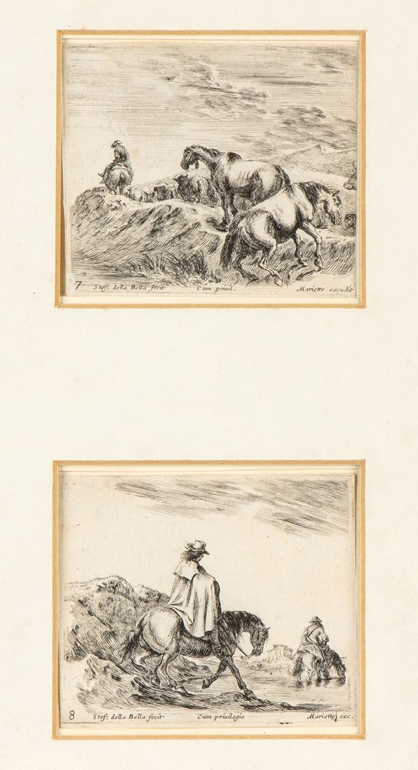 Stefano della Bella - Two engravings from the Diversi capricci series