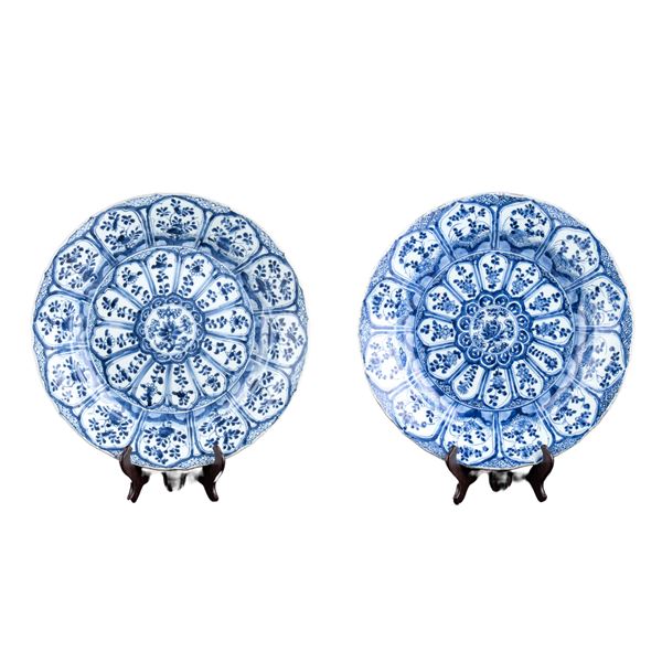 Pair of large "blue and white porcelain dishes