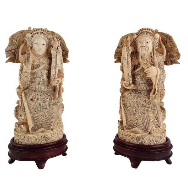 TWO IVORY FIGURES