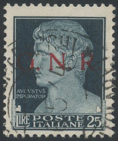Chiavarello, G.N.R. – Verona, 25 Lire n. 488 (1944), annullo “TITOLARE”
