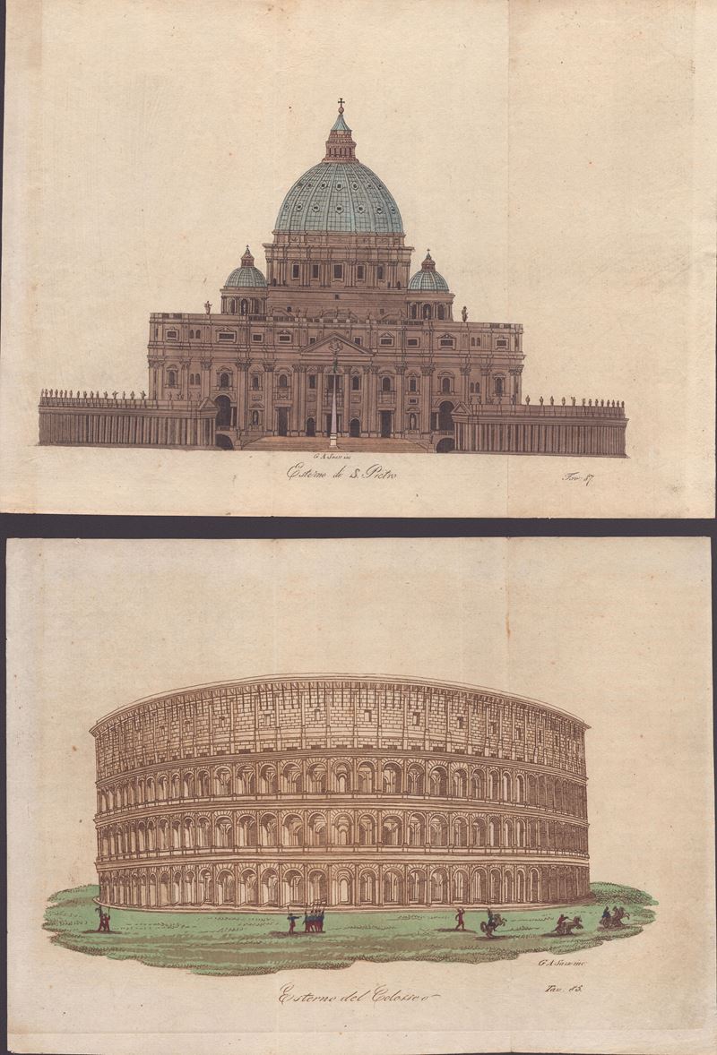 Giovanni Antonio Sasso - Esterno di S. Pietro | Esterno di Colosseo