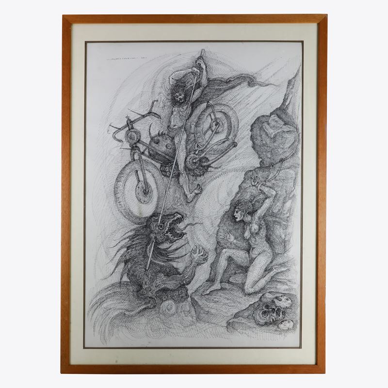 Angelo Canevari - Motociclista con Drago