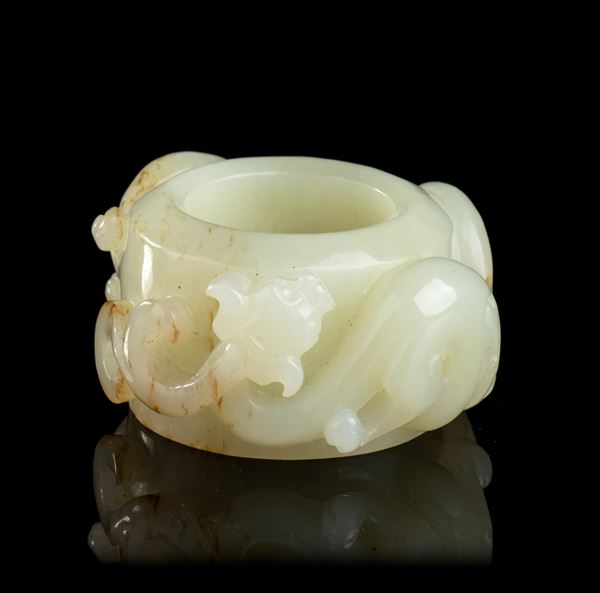 A JADE ARCHER RING 