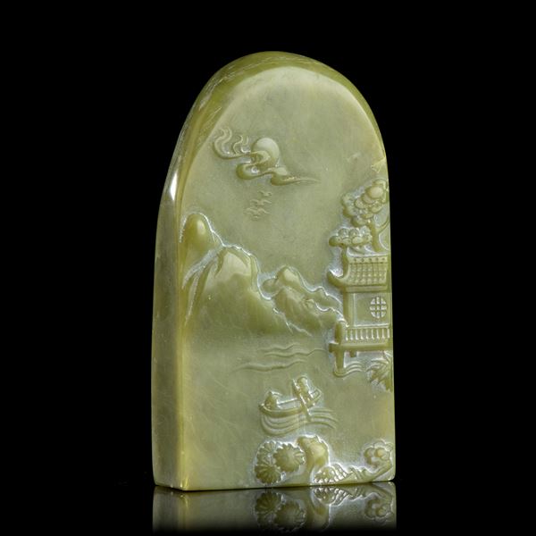 A GREEN JADE RELIEF