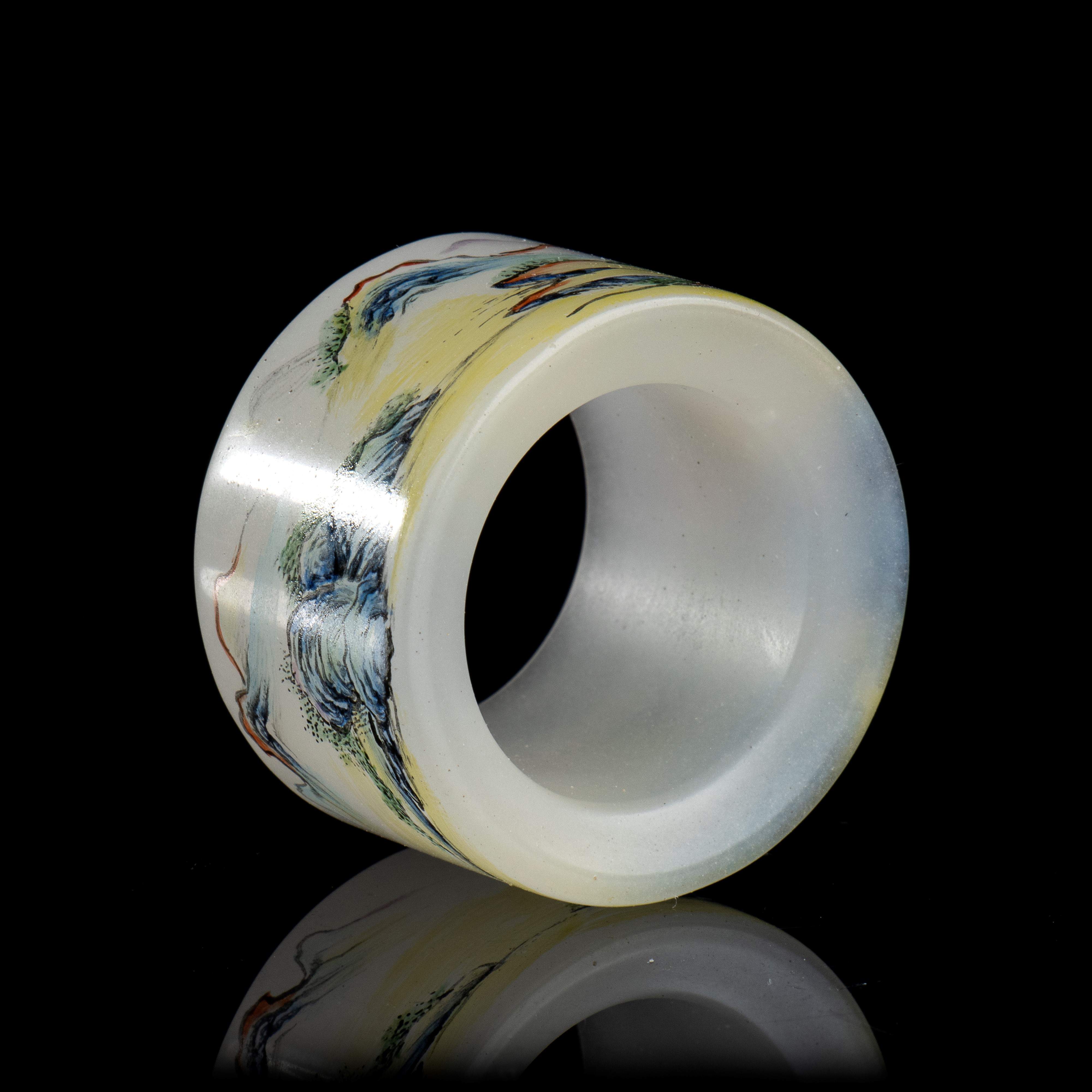 ANELLO DA ARCIERE IN VETRO DIPINTO