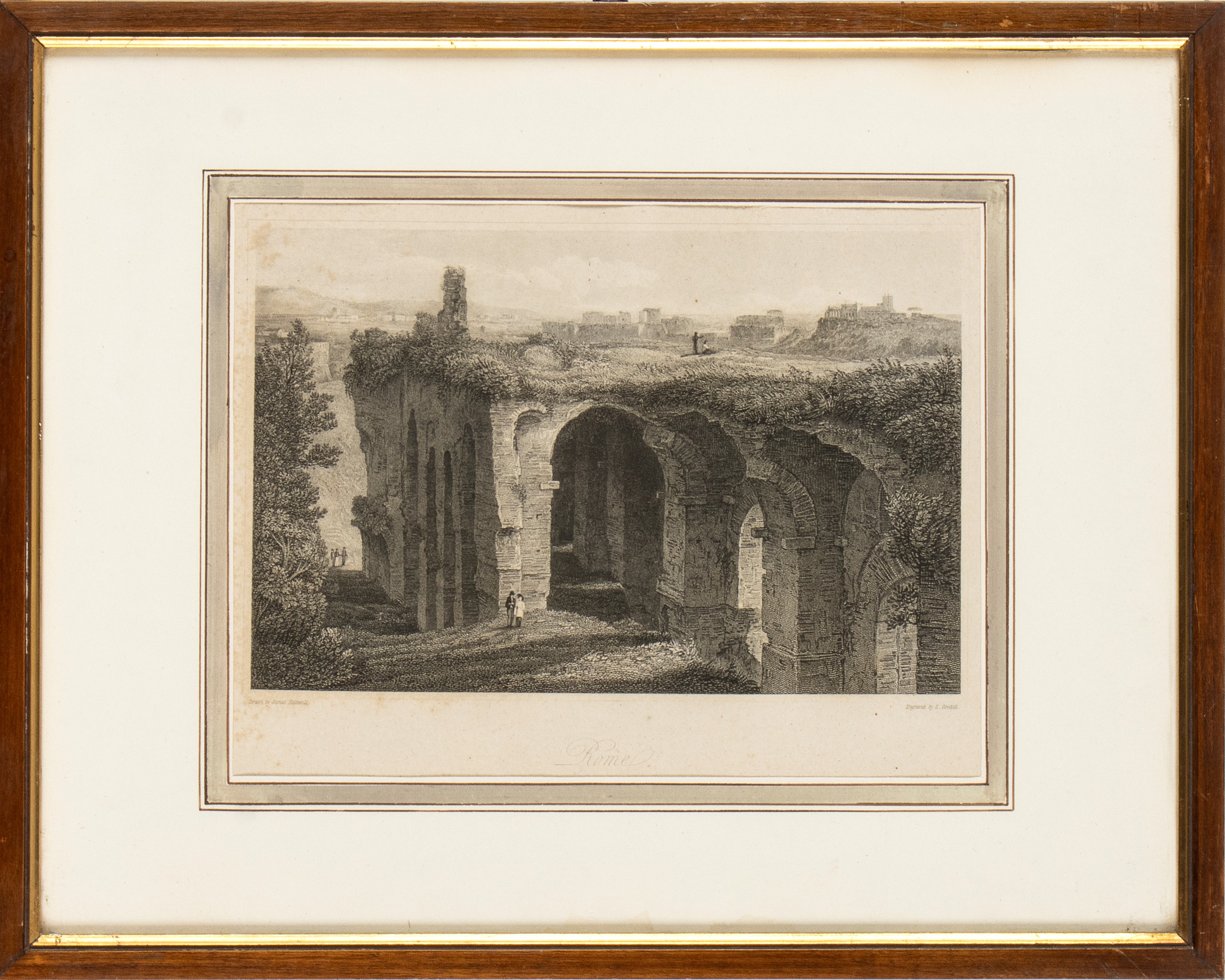 Lotto di 4 incisioni raffiguranti monumenti di Roma