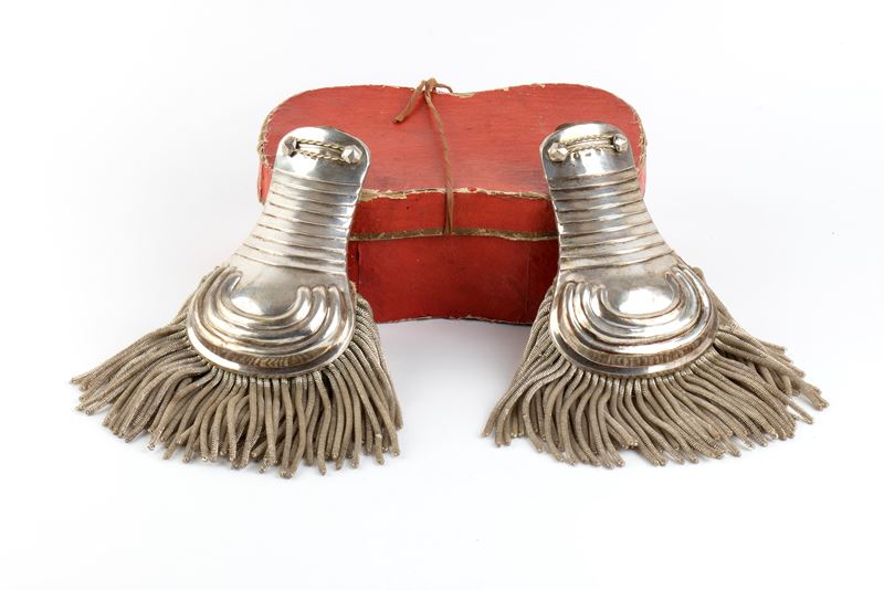 2 Spalline in Argento per Alta Uniforme del Regio Esercito