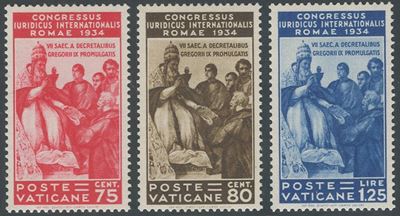 Certificato Sollami, Vaticano, 1935 — Congresso Giuridico n. 41/46, francobolli con gomma integra