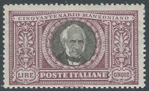 Mnazoni, Regno (serie n. 151/156), 1923: francobolli nuovi con gomma, linguellati, con certificaz...
