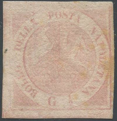 Raybaudi, 1/2 gr. rosa chiaro “Napoli” (francobollo, 1858)
